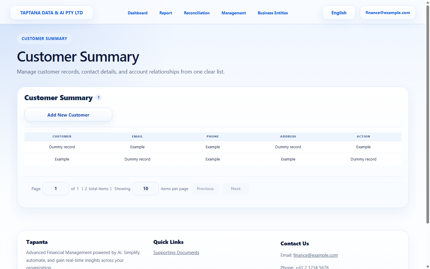 Open Customer screenshot