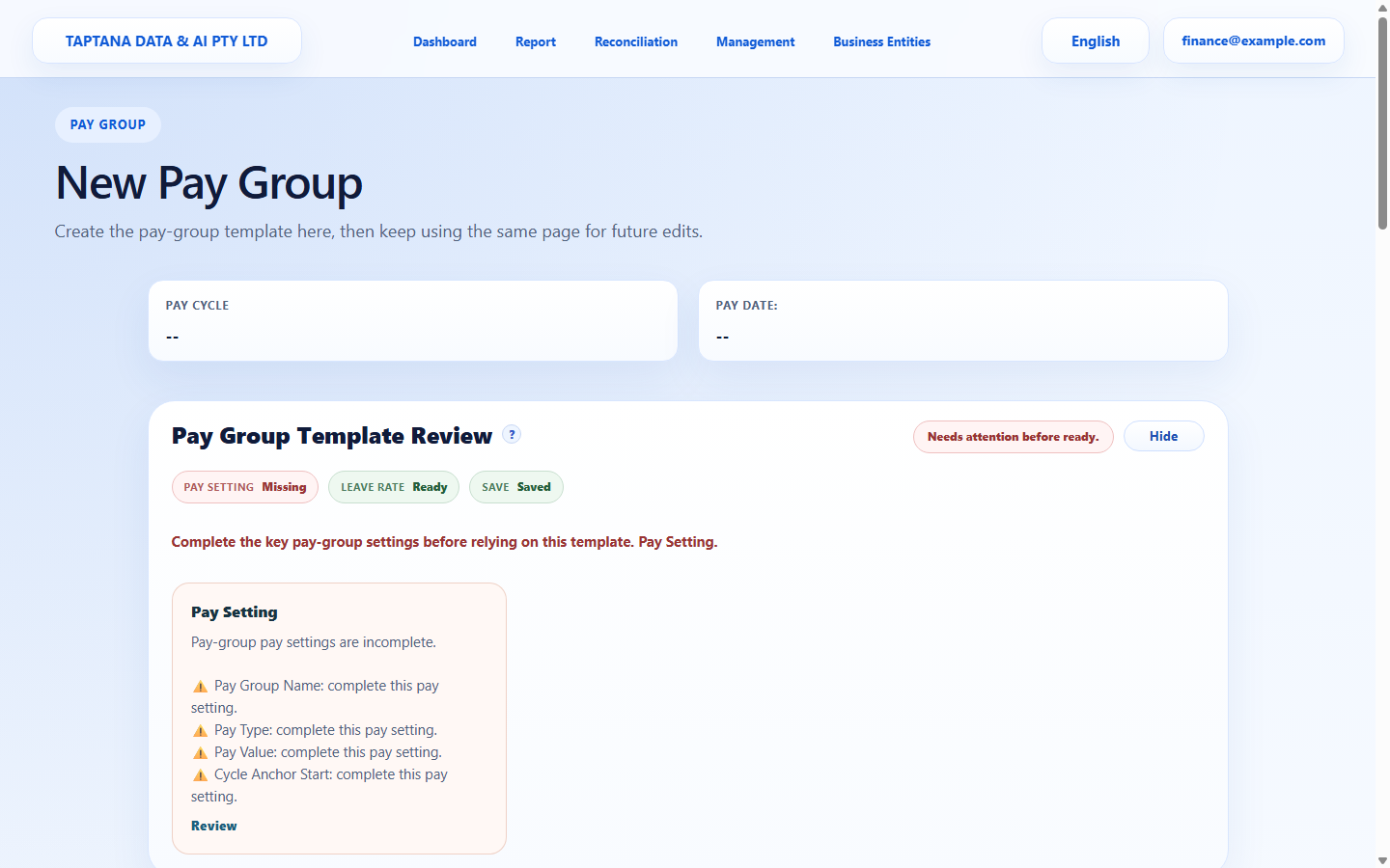 Start from Payroll Pay Groups screenshot