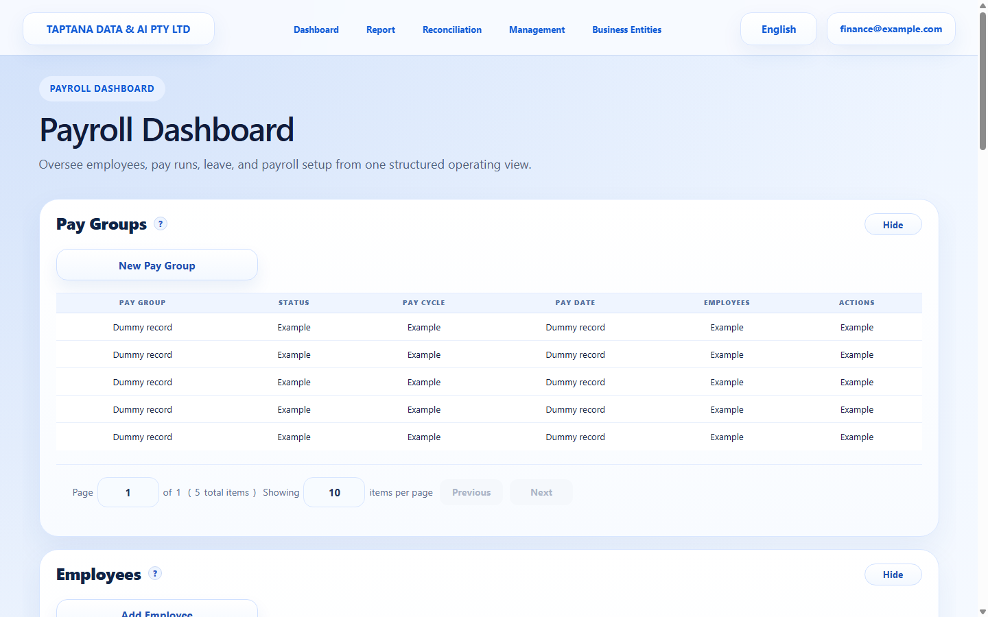 Open payroll/STP area screenshot